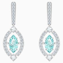 Load image into Gallery viewer, SWAROVSKI SPARKLING DANCE PIERCED EARRINGS, GREEN, RHODIUM PLATED