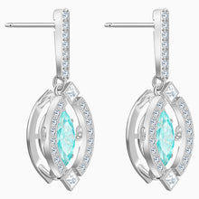 Load image into Gallery viewer, SWAROVSKI SPARKLING DANCE PIERCED EARRINGS, GREEN, RHODIUM PLATED