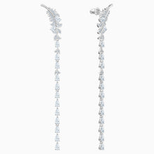 Load image into Gallery viewer, NICE PIERCED EARRINGS, WHITE, RHODIUM PLATED