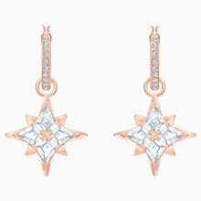 Load image into Gallery viewer, SWAROVSKI SYMBOLIC STAR HOOP PIERCED EARRINGS, WHITE, ROSE-GOLD TONE PLATED
