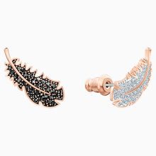 Load image into Gallery viewer, NAUGHTY PIERCED EARRINGS, BLACK, ROSE-GOLD TONE PLATED