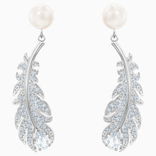 Load image into Gallery viewer, NICE PIERCED EARRINGS, WHITE, RHODIUM PLATED