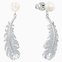 Load image into Gallery viewer, NICE PIERCED EARRINGS, WHITE, RHODIUM PLATED
