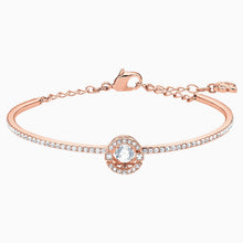 Load image into Gallery viewer, SWAROVSKI SPARKLING DANCE BANGLE, WHITE, ROSE-GOLD TONE PLATED