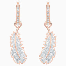 Load image into Gallery viewer, NAUGHTY HOOP PIERCED EARRINGS, WHITE, ROSE-GOLD TONE PLATED