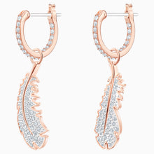 Load image into Gallery viewer, NAUGHTY HOOP PIERCED EARRINGS, WHITE, ROSE-GOLD TONE PLATED