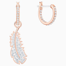 Load image into Gallery viewer, NAUGHTY HOOP PIERCED EARRINGS, WHITE, ROSE-GOLD TONE PLATED