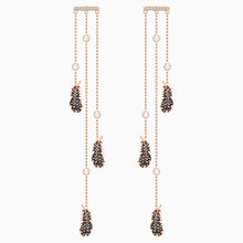 Load image into Gallery viewer, NAUGHTY CHANDELIER PIERCED EARRINGS, BLACK, ROSE-GOLD TONE PLATED