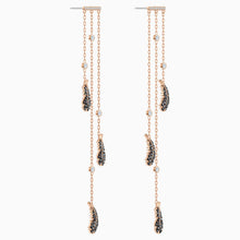 Load image into Gallery viewer, NAUGHTY CHANDELIER PIERCED EARRINGS, BLACK, ROSE-GOLD TONE PLATED