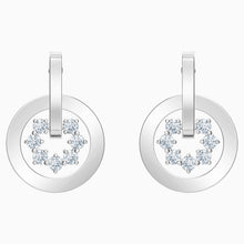 Load image into Gallery viewer, FURTHER DROP PIERCED EARRINGS, WHITE, RHODIUM PLATED