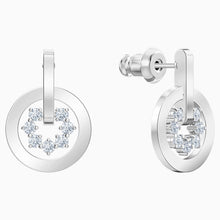 Load image into Gallery viewer, FURTHER DROP PIERCED EARRINGS, WHITE, RHODIUM PLATED