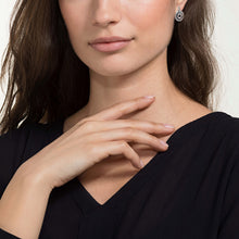 Load image into Gallery viewer, FURTHER DROP PIERCED EARRINGS, WHITE, RHODIUM PLATED