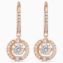 Load image into Gallery viewer, SWAROVSKI SPARKLING DANCE PIERCED EARRINGS, WHITE, ROSE-GOLD TONE PLATED