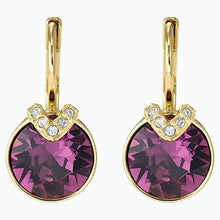 Load image into Gallery viewer, BELLA V PIERCED EARRINGS, PURPLE, GOLD-TONE PLATED