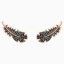 Load image into Gallery viewer, NAUGHTY PIERCED EARRINGS, BLACK, ROSE-GOLD TONE PLATED