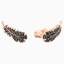 Load image into Gallery viewer, NAUGHTY PIERCED EARRINGS, BLACK, ROSE-GOLD TONE PLATED