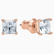 Load image into Gallery viewer, ATTRACT PIERCED EARRINGS, WHITE, ROSE-GOLD TONE PLATED