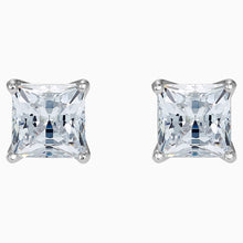 Load image into Gallery viewer, Attract Pierced Earrings, White, Rhodium plated