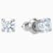 Load image into Gallery viewer, ATTRACT STUD PIERCED EARRINGS, WHITE, RHODIUM PLATED