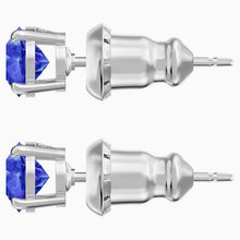 Load image into Gallery viewer, ATTRACT STUD PIERCED EARRINGS, BLUE, RHODIUM PLATED
