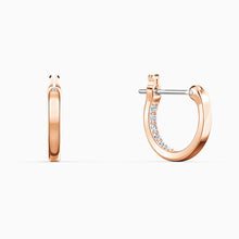 Load image into Gallery viewer, SWAROVSKI INFINITY PIERCED EARRINGS, WHITE, ROSE-GOLD TONE PLATED
