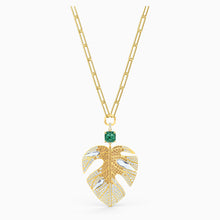 Load image into Gallery viewer, TROPICAL LEAF PENDANT, LIGHT MULTI-COLORED, GOLD-TONE PLATED