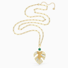 Load image into Gallery viewer, TROPICAL LEAF PENDANT, LIGHT MULTI-COLORED, GOLD-TONE PLATED