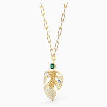 Load image into Gallery viewer, TROPICAL LEAF PENDANT, LIGHT MULTI-COLORED, GOLD-TONE PLATED