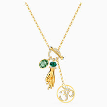 Load image into Gallery viewer, SWAROVSKI SYMBOLIC HAND OM PENDANT, GREEN, GOLD-TONE PLATED
