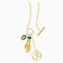 Load image into Gallery viewer, SWAROVSKI SYMBOLIC HAND OM PENDANT, GREEN, GOLD-TONE PLATED