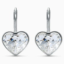 Load image into Gallery viewer, BELLA HEART PIERCED EARRINGS, WHITE, RHODIUM PLATED