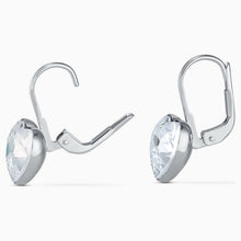 Load image into Gallery viewer, BELLA HEART PIERCED EARRINGS, WHITE, RHODIUM PLATED