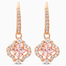 Load image into Gallery viewer, SWAROVSKI SPARKLING DANCE CLOVER PIERCED EARRINGS, PINK, ROSE-GOLD TONE PLATED