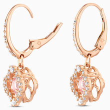 Load image into Gallery viewer, SWAROVSKI SPARKLING DANCE CLOVER PIERCED EARRINGS, PINK, ROSE-GOLD TONE PLATED