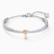 Load image into Gallery viewer, LIFELONG HEART BANGLE, WHITE, MIXED METAL FINISH