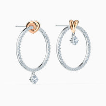 Load image into Gallery viewer, LIFELONG HEART HOOP PIERCED EARRINGS, WHITE, MIXED METAL FINISH