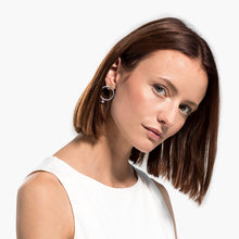 Load image into Gallery viewer, LIFELONG HEART HOOP PIERCED EARRINGS, WHITE, MIXED METAL FINISH