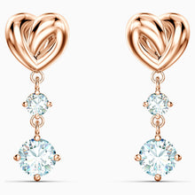 Load image into Gallery viewer, LIFELONG HEART PIERCED EARRINGS, WHITE, ROSE-GOLD TONE PLATED