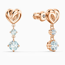 Load image into Gallery viewer, LIFELONG HEART PIERCED EARRINGS, WHITE, ROSE-GOLD TONE PLATED