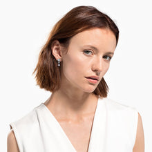 Load image into Gallery viewer, LIFELONG HEART PIERCED EARRINGS, WHITE, RHODIUM PLATED