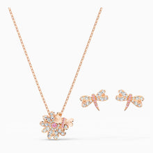 Load image into Gallery viewer, ETERNAL FLOWER DRAGONFLY SET, PINK, ROSE-GOLD TONE PLATED
