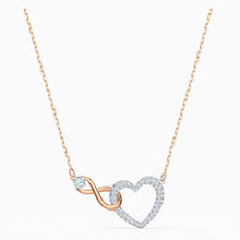 Load image into Gallery viewer, SWAROVSKI INFINITY HEART NECKLACE, WHITE, MIXED METAL FINISH