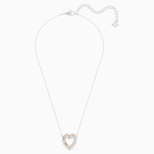 Load image into Gallery viewer, SWAROVSKI INFINITY DOUBLE HEART NECKLACE, WHITE, MIXED METAL FINISH