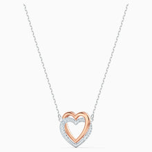 Load image into Gallery viewer, SWAROVSKI INFINITY DOUBLE HEART NECKLACE, WHITE, MIXED METAL FINISH