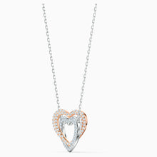 Load image into Gallery viewer, SWAROVSKI INFINITY DOUBLE HEART NECKLACE, WHITE, MIXED METAL FINISH