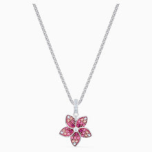 Load image into Gallery viewer, TROPICAL FLOWER PENDANT, PINK, RHODIUM PLATED