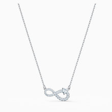 Load image into Gallery viewer, SWAROVSKI INFINITY NECKLACE, WHITE, RHODIUM PLATED