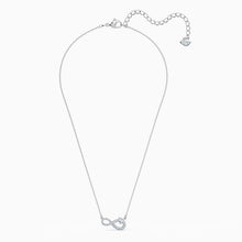 Load image into Gallery viewer, SWAROVSKI INFINITY NECKLACE, WHITE, RHODIUM PLATED