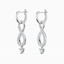 Load image into Gallery viewer, SWAROVSKI INFINITY PIERCED EARRINGS, WHITE, RHODIUM PLATED