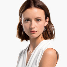 Load image into Gallery viewer, SWAROVSKI INFINITY PIERCED EARRINGS, WHITE, RHODIUM PLATED